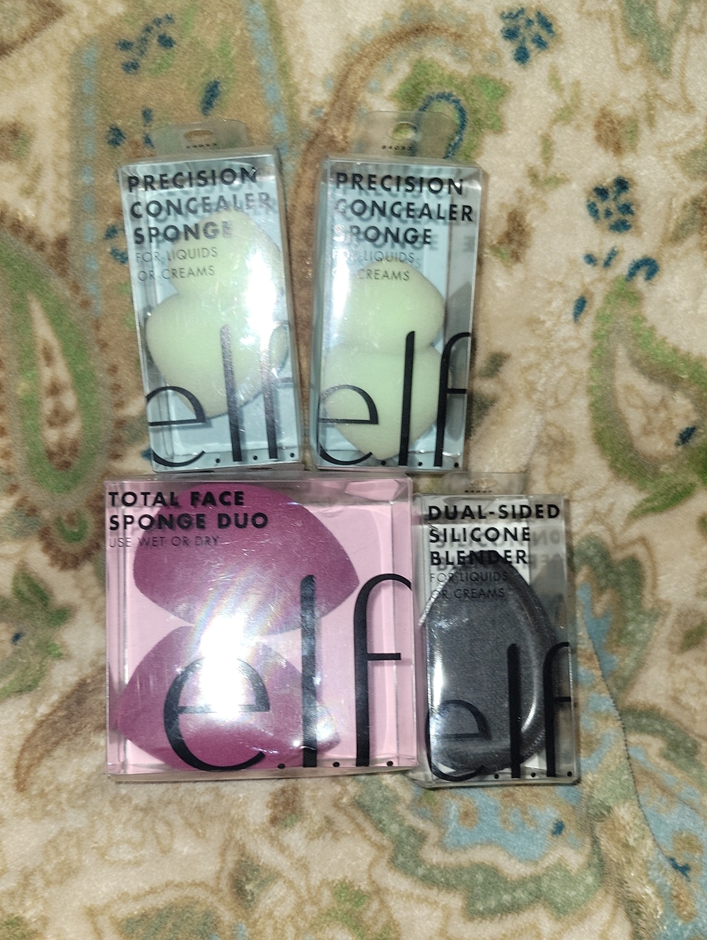 E.L.F. Makeup Sponge Bundle – Green, Pink & Black Sponges